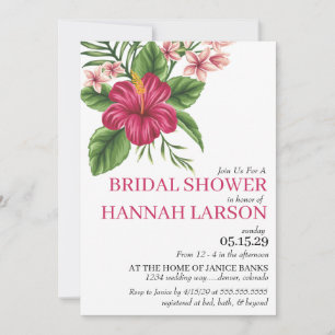 Fleurs tropicales roses Invitation à la douche nup