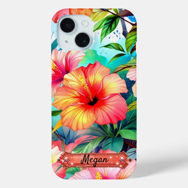 Fleurs tropicales Vibrant Verts iPhone / coque ipa (Verso)