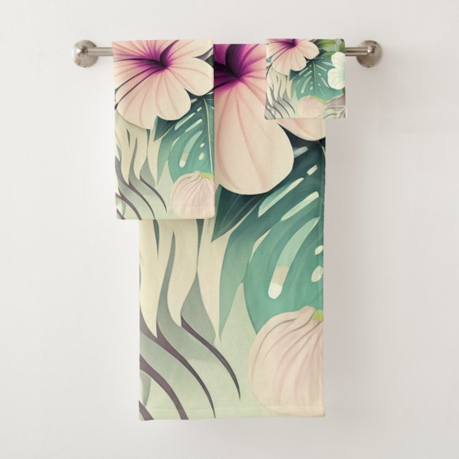 Fleurs tropicales vintages et feuillage (En situation)