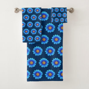 Fleurs turquoise élégantes sur bleu prussien