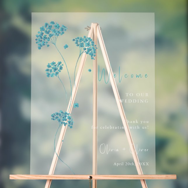 Fleurs turquoise mignonnes Accueil Mariage (Neutre)