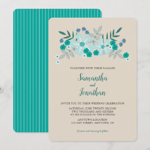 Fleurs Turquoises et bleues Faire-part de mariage 