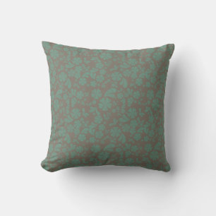 Fleurs turquoises sur Coussin MOJO gris