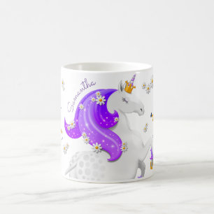 Fleurs Unicorne violette et une Mug Couronne dorée