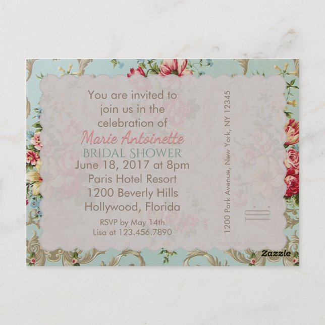 Fleurs victoriennes - Carte postale / RSVP / Invit (Dos)