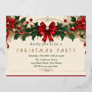 Fleurs Vintage : Invitation de Noël Rétro