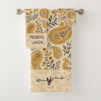 Fleurs vintage personnalisées orange brûlé Paisley