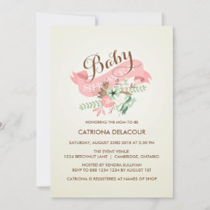 FLEURS vintages ET INVITATION BABY SHOWER BANNIÈRE