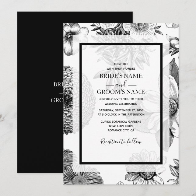 Fleurs Vintages rustiques Invitations de mariage (Devant / Derrière)