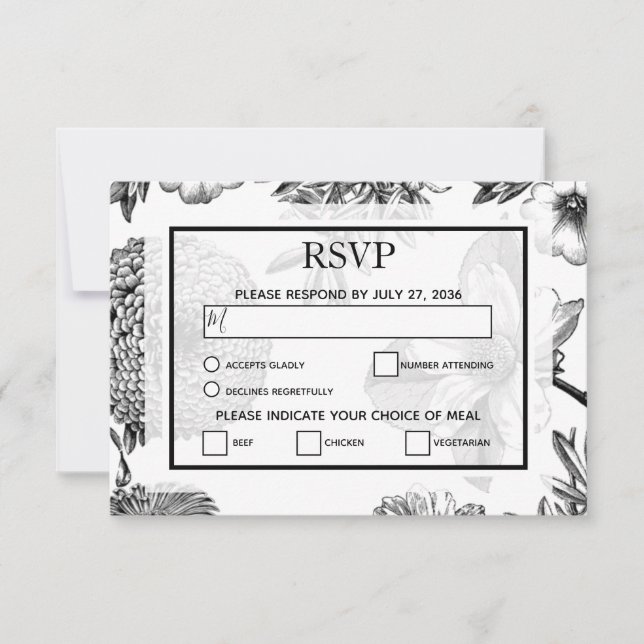 Fleurs Vintages rustiques Mariage Cartes RSVP (Devant)