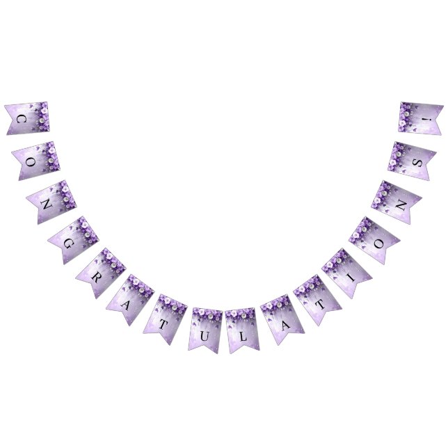Fleurs violettes avec drapeau à festons de perles  (Tout)