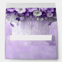 Fleurs Violettes avec Enveloppe de Perles Pendante