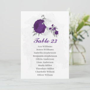fleurs violettes et blanches carte de siège argent