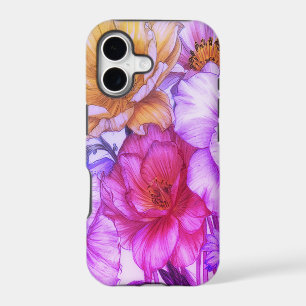 Fleurs violettes et blanches en fleurs sur un iPho