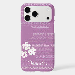 Fleurs violettes et blanches Floral avec nom perso