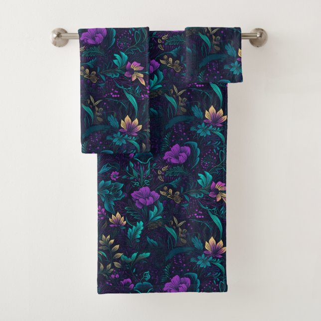 Fleurs violettes et Feuilles Turquoises (En situation)