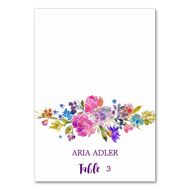 Fleurs violettes et roses Mariage Escort Cartes de (Par défaut)