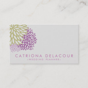 Fleurs violettes et vertes Carte de visite éléga