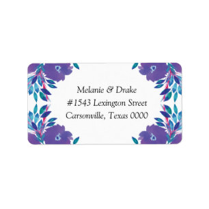 Fleurs violettes Étiquette de adresse Mariage pein