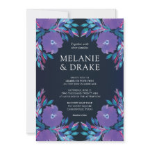Fleurs violettes Faire-part de mariage peinte à la