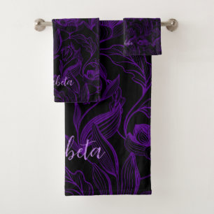 Fleurs violettes gothiques Sur Noir