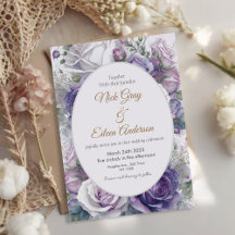 Fleurs violettes Invitation Mariage de jardin