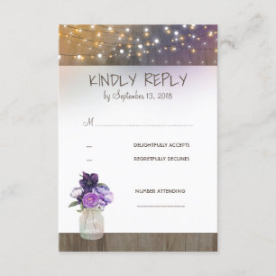 Fleurs violettes Mason Jar Mariage RSVP