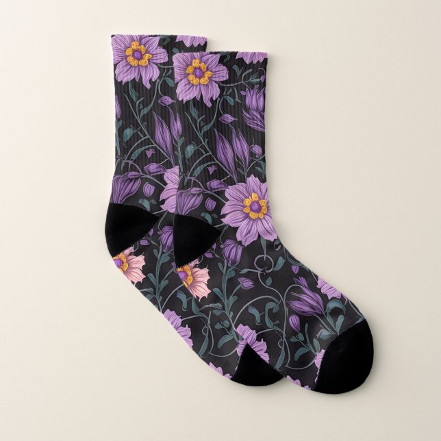Fleurs violettes motif Chaussettes imprimées compl (Paire)
