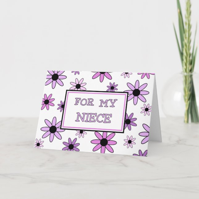 Fleurs violettes Niece Flower Invitation Card (Devant)