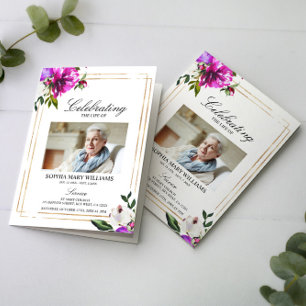 Fleurs violettes Photo Memorial Programmes funérai
