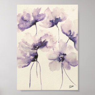 Fleurs violettes Premium 5x7 Poster de toile en gl