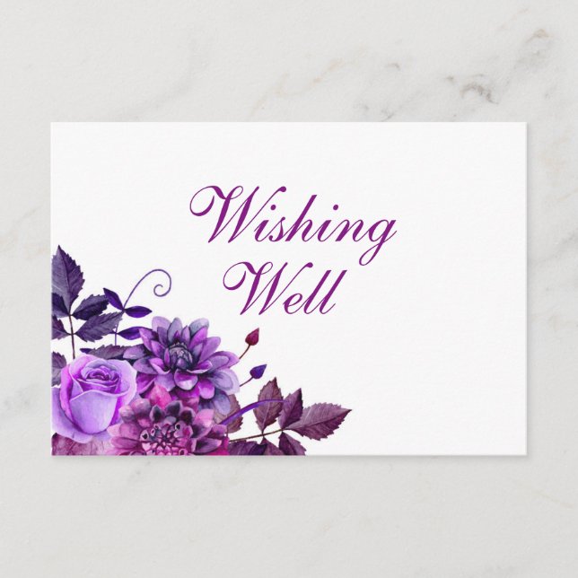 Fleurs violettes qui souhaitent bien. Carte d'inse (Devant)