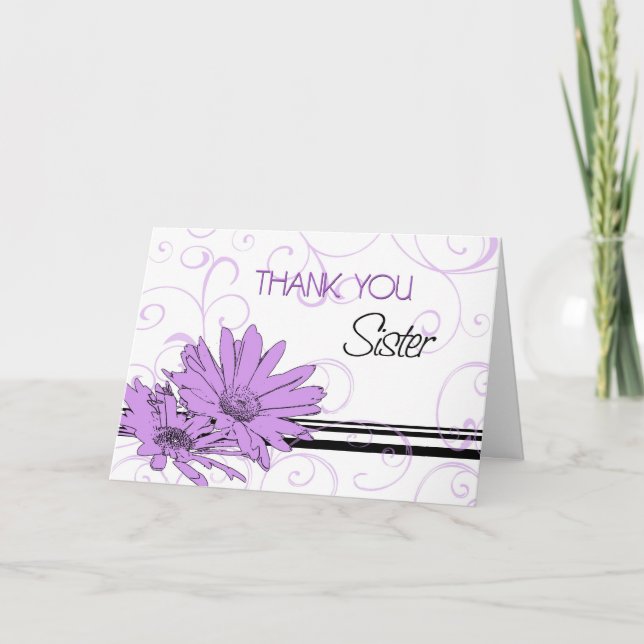 Fleurs violettes Soeur Merci Carte d'honneur (Devant)