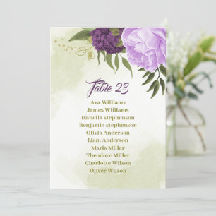 fleurs violettes vert feuille carte de siège