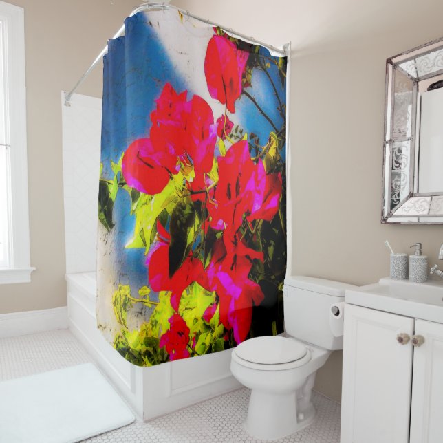 Fleurs vives Douche rideau (En situation)