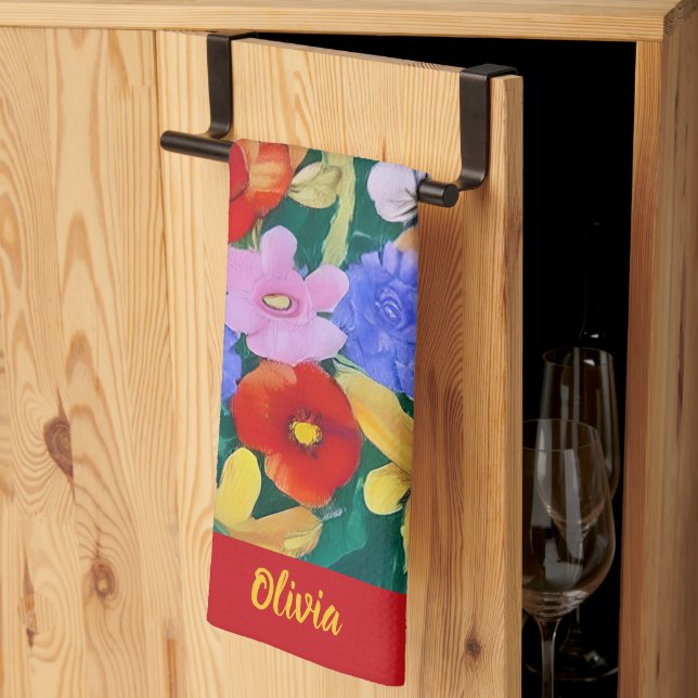 Fleurs vives Serviettes de cuisine (Pliage en tiers)