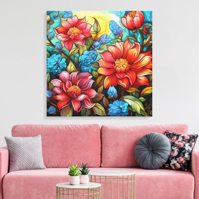 Fleurs vives toile étirée Impression (Insitu(Salon))