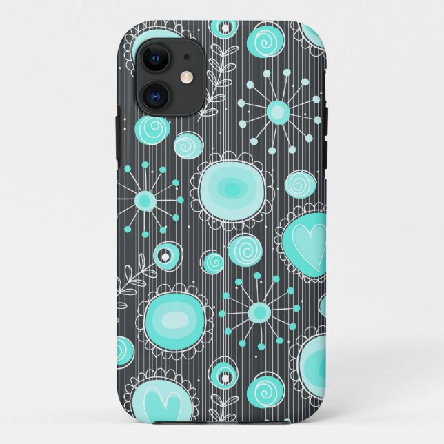Fleurs Whimsical en Turquoise iPhone 5 Coque (Dos)