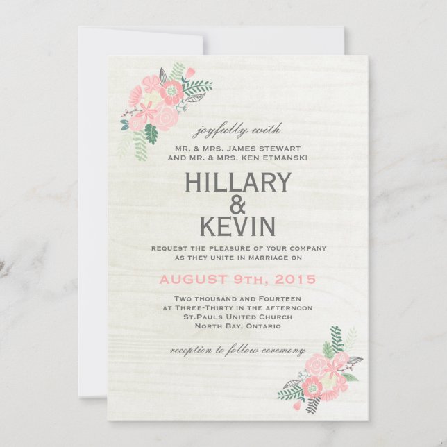 Fleurs Whimsical - Faire-part de mariage (Devant)
