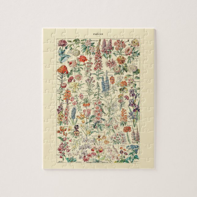 Fleurs Wildflower Garden Botanical Diagram Jigsaw Puzzle (Vertical)