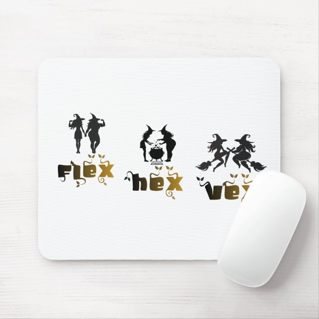 Flex. Hex. Vex. Body Positive & Diverse Witches Mouse Pad (With Mouse)
