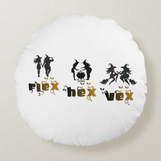 Flex. Hex. Vex. Body Positive & Diverse Witches Round Pillow
