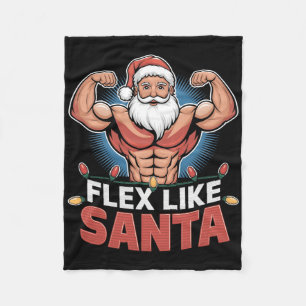 Flex Like Santa Claus Bodybuilder Christmas Gym Wo Fleece Blanket