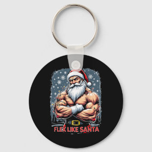 Flex Like Santa Claus Bodybuilder Christmas Gym Wo Keychain