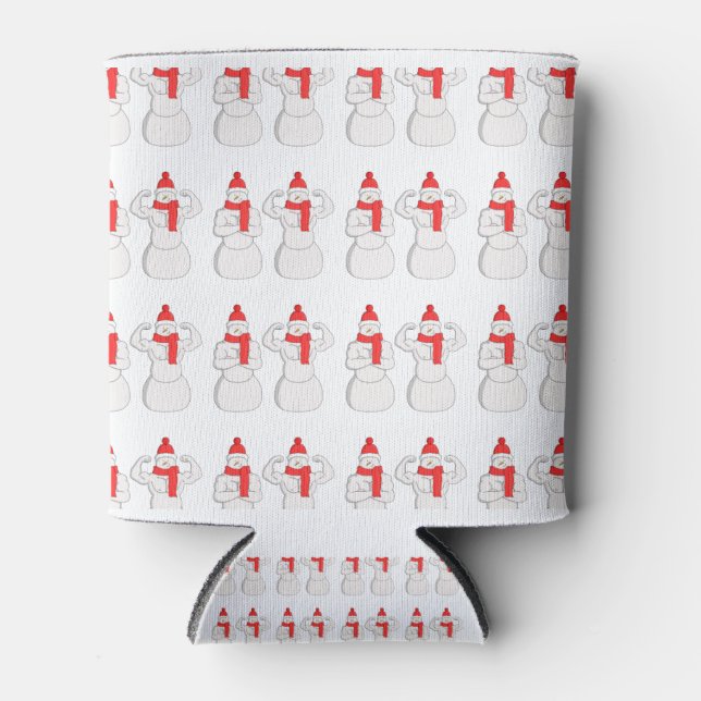 Flex Muscle Snowman Can Cooler (Front)