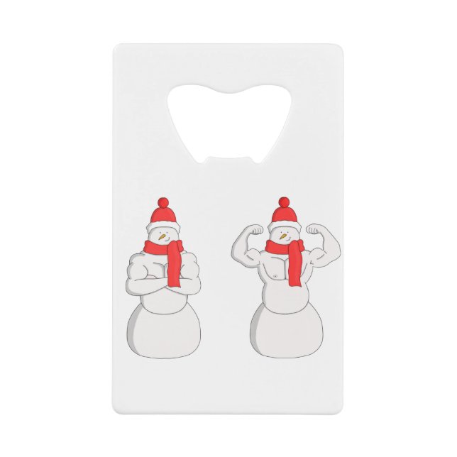 Flex Muscle Snowman Credit Card Bottle Opener (Front)