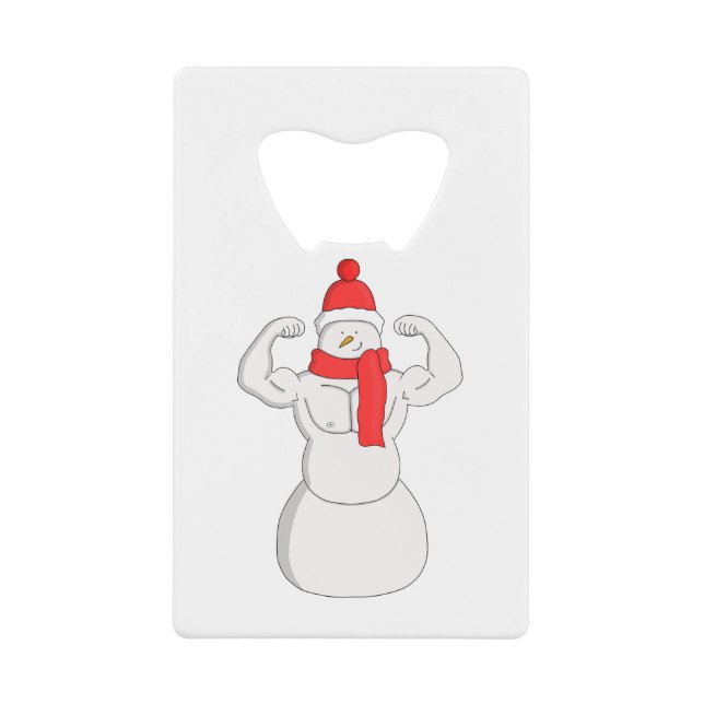 Flex Muscle Snowman Credit Card Bottle Opener (Front)