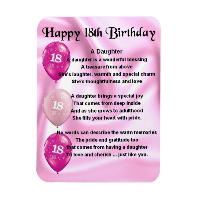 Flexible 18e anniversaire fille poème Magnet (Vertical)