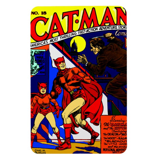Flexible 1940's Cat-Man Comics Magnet (Vertical)