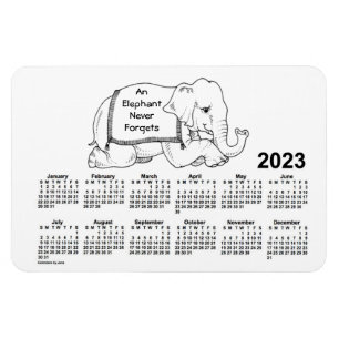 Flexible 2023 White Elephant Calendar by Janz 4x6 Magnet